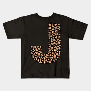 Letter J Initial Christmas Decorations Gingerbread Kids T-Shirt